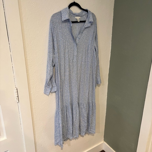 H&M Blue Patterned Shirt Dress Size XL - Picture 5 of 8